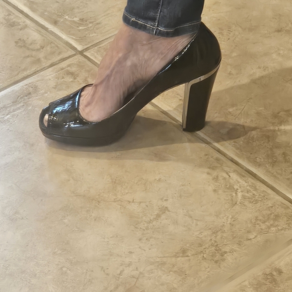 PRADA Women's Black Peep Toe Shoes - Picture 3 of 12